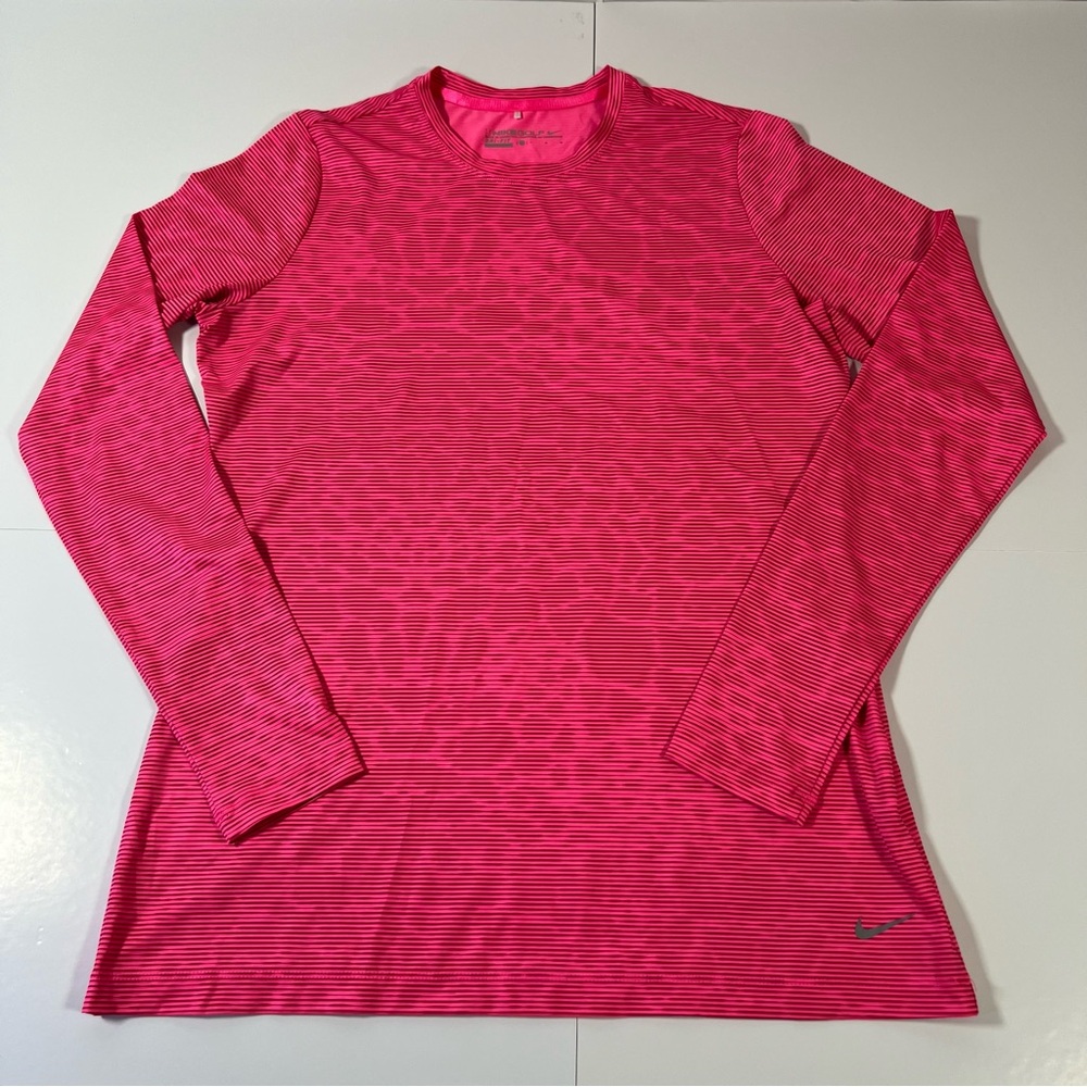 Nike Dri-FIT Pink Striped Long Sleeve‎ Athletic Top Women’s Size L